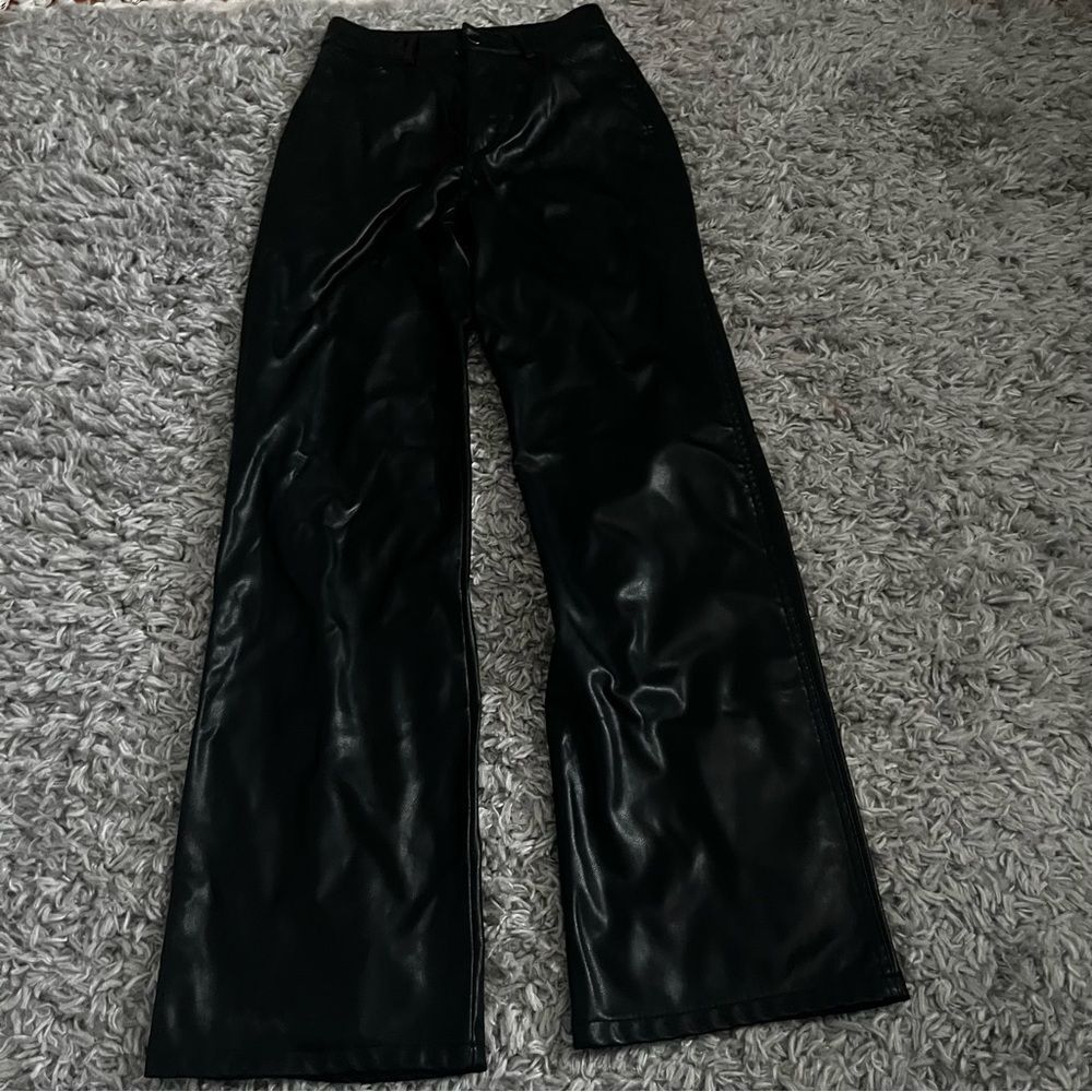Garage leather high rise straight leg pants size small